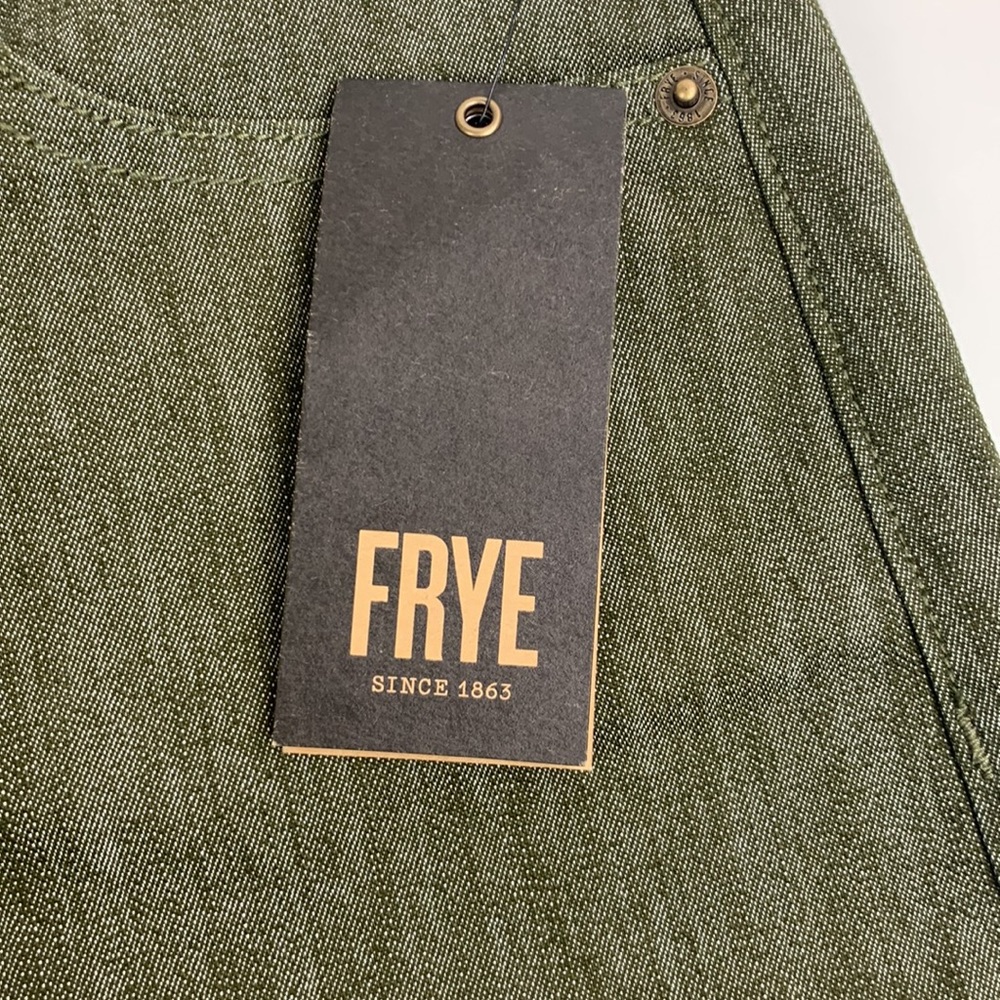 Frye Heritage Olive Green Shorts Size 14 Raw Hem Pockets Zip button up New NWT - Picture 3 of 12